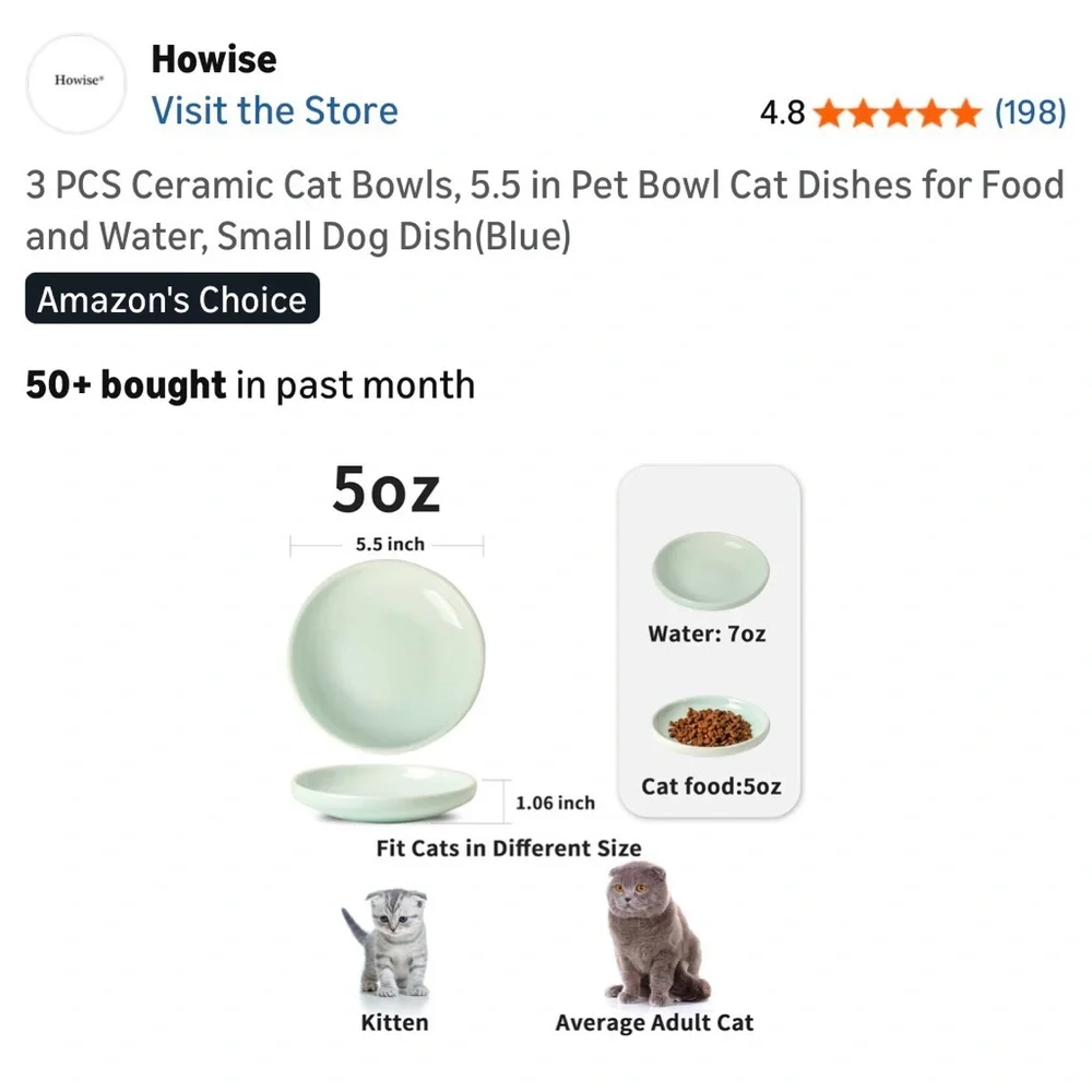 New in box - set of three ceramic serving bowls for cats - or people!